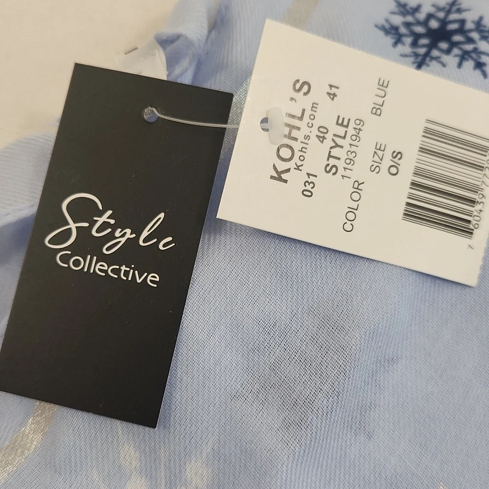 Style Collective Lightweight Light Blue Snow Flake Scarf.